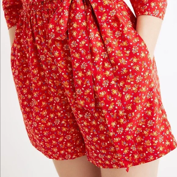 NWT - Madewell Three-Quarter-Sleeve Wrap-Front Romper - Size 6 - Picture 2 of 8